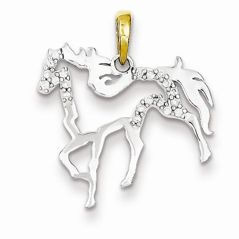 Sterling Silver & 14k Gold-Plated Diamond Horse Pendant, Pendants for Necklace