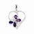 Sterling Silver Rhodium Amethyst & Diamond Butterfly Heart Pendant, Pendants for Necklace