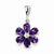 Sterling Silver Rhodium Amethyst & Diamond Flower Pendant, Pendants for Necklace