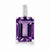 Sterling Silver Rhodium Emerald-cut Amethyst & Diamond pendant, Pendants for Necklace