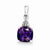 Sterling Silver Rhodium Amethyst & Diamond pendant, Pretty Pendants for Necklace