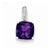 Sterling Silver Rhodium Amethyst & Diamond pendant, Stylish Pendants for Necklace
