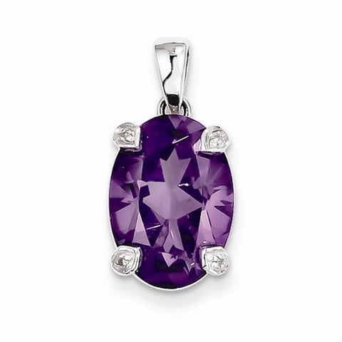 Sterling Silver Rhodium Amethyst & Diamond pendant, Appealing Pendants for Necklace