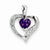 Sterling Silver Rhodium Heart Amethyst & Diamond Heart Pendant, Pendants for Necklace