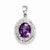 Sterling Silver Rhodium Amethyst & Diamond pendant, Dazzling Pendants for Necklace