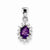 Sterling Silver Rhodium Amethyst & Diamond pendant, Beautiful Pendants for Necklace