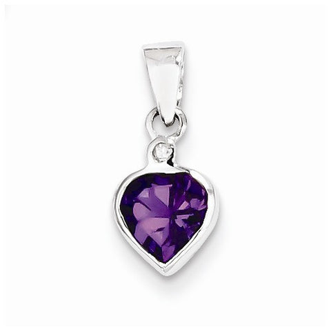 Sterling Silver Rhodium Amethyst Diamond pendant, Fine Pendants for Necklace