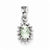 Sterling Silver Rhodium Green Quartz & Diamond Pendant, Stylish Pendants for Necklace