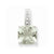 Sterling Silver Rhodium Green Quartz & Diamond pendant, Fine Pendants for Necklace