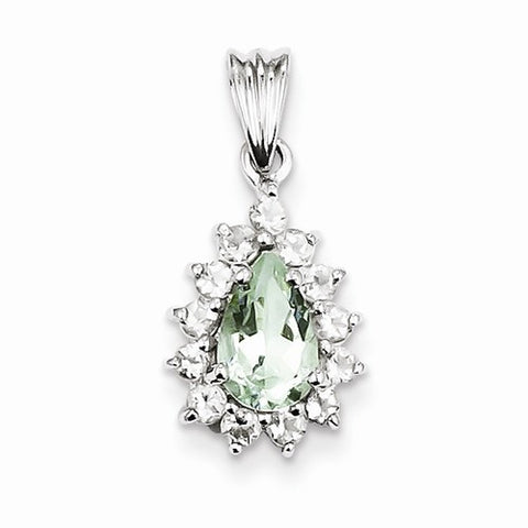 Sterling Silver Rhodium Green Quartz pendant, Classy Pendants for Necklace