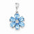 Sterling Silver Light Swiss Blue Topaz & Diamond Flower Pendant, Pendants for Necklace