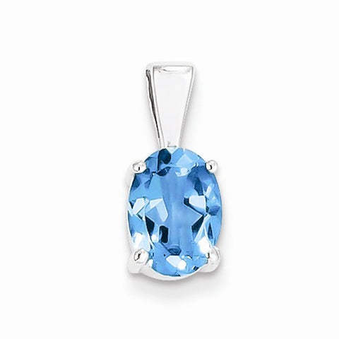 Sterling Silver Rhodium Light Swiss Blue Topaz pendant, Appealing Pendants for Necklace