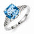 Sterling Silver w/Rhodium Light Swiss Blue Topaz Diamond Ring