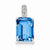 Sterling Silver Emerald-cut Swiss Blue Topaz & Diamond pendant, Dazzling Pendants for Necklace