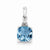 Sterling Silver Rhodium Lt Swiss Blue Topaz & Diamond Pendant, Pendants for Necklace