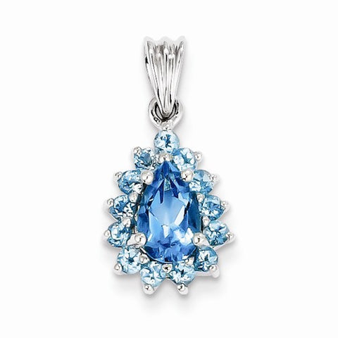 Sterling Silver Light Swiss Blue Topaz Pear-shaped Pendant, Pendants for Necklace