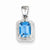 Sterling Silver Emerald-cut Lt Sw Blue Topaz & Diamond Pendant, Pendants for Necklace