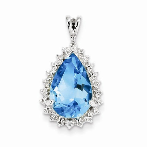 Sterling Silver Light Swiss Blue Topaz Diamond pendant, Gorgeous Pendants for Necklace