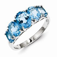 Sterling Silver Light Swiss Blue Topaz 5 Stone Ring