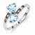 Sterling Silver w/Rhodium Light Swiss Blue Topaz & Diamond Heart Ring