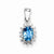 Sterling Silver Rhodium Light Swiss Blue Topaz & Diamond pendant, Classy Pendants for Necklace