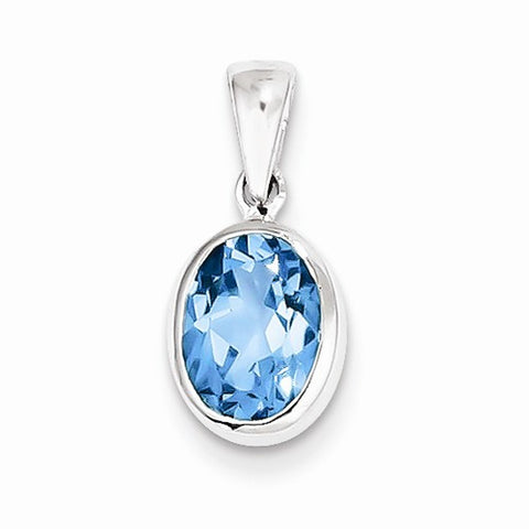 Sterling Silver Rhodium Light Swiss Blue Topaz Pendant, Alluring Pendants for Necklace