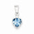 Sterling Silver Rhodium Light Swiss Blue Topaz Diamond Pendant, Charm