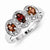 Sterling Silver w/Rhodium Garnet & Diamond Ring