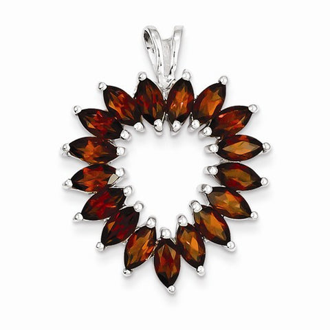 Sterling Silver Rhodium Marquise Garnet Heart Pendant, Pendants for Necklace
