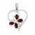 Sterling Silver Rhodium Garnet & Diamond Butterfly Heart Pendant, Pendants for Necklace
