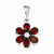 Sterling Silver Rhodium Garnet & Diamond Flower Pendant, Pendants for Necklace
