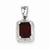 Sterling Silver Rhodium Emerald-cut Garnet & Diamond Pendant, Pendants for Necklace