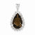 Sterling Silver Rhodium Smokey Quartz & Diamond Pear Pendant, Pendants for Necklace