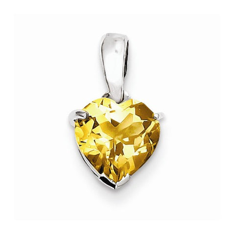 Sterling Silver Rhodium Citrine pendant, Pretty Pendants for Necklace