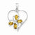 Sterling Silver Rhodium Citrine & Diamond Butterfly Heart Pendant, Pendants for Necklace
