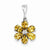 Sterling Silver Rhodium Citrine & Diamond Flower Pendant, Pendants for Necklace
