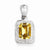 Sterling Silver Rhodium Emerald-cut Citrine & Diamond pendant, Beautiful Pendants for Necklace