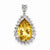 Sterling Silver Rhodium Citrine & Diamond Pear Pendant, Pendants for Necklace