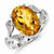 Sterling Silver w/Rhodium Citrine & Diamond Ring