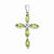 Sterling Silver Rhodium Peridot & Diamond Cross pendant, Classy Pendants for Necklace