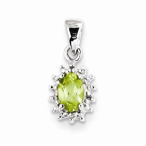 Sterling Silver Rhodium Peridot & Diamond pendant, Beautiful Pendants for Necklace