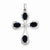 Sterling Silver Rhodium Dark Sapphire & Diamond Cross pendant, Delightful Pendants for Necklace