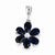 Sterling Silver Rhodium Dark Sapphire & Diamond Flower Pendant, Pendants for Necklace