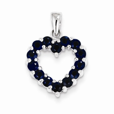Sterling Silver Rhodium-Plated Sapphire Pendant, Pendants for Necklace