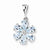 Sterling Silver Rhodium Aqua & Diamond Flower Pendant, Pendants for Necklace