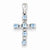 Sterling Silver Rhodium Lt Sw Blue Topaz Cross & Diamond pendant, Charm