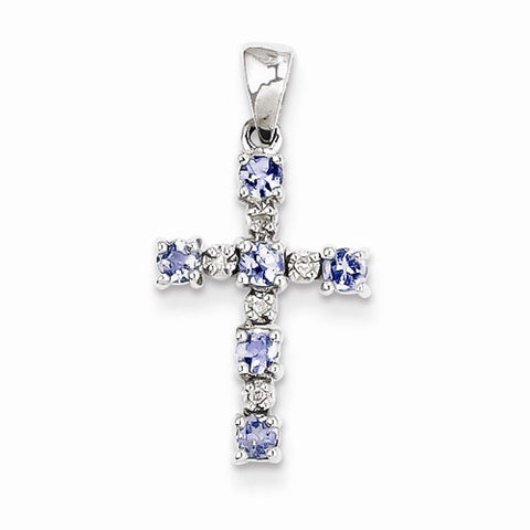 Sterling Silver Tanzanite & Diamond Pendant, Classy Pendants for Necklace