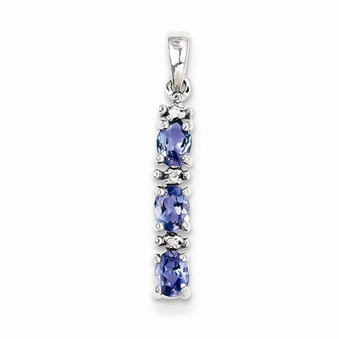 Sterling Silver Tanzanite & Diamond Pendant, Appealing Pendants for Necklace