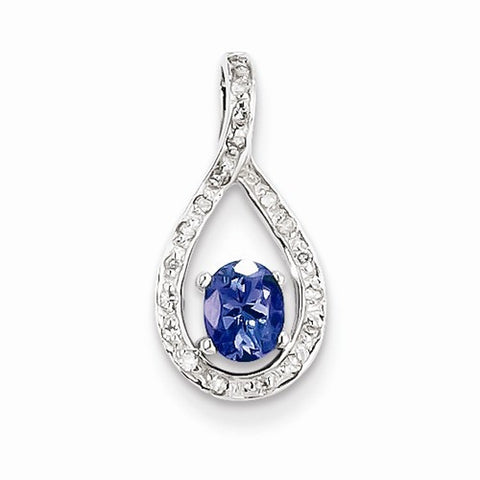 Sterling Silver Tanzanite & Diamond pendant, Beautiful Pendants for Necklace