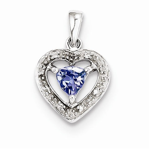 Sterling Silver Tanzanite & Diamond pendant, Exquisite Pendants for Necklace